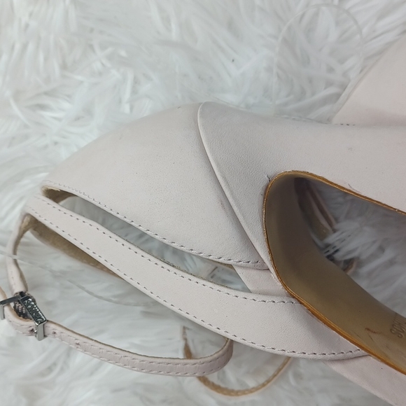 Schutz Kristy Nubuck Clear Vinyl Ankle Strap Dress Sandals Size 9B Rose Nude - Picture 8 of 13